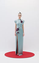Floral Embellished High-Neck Dress
