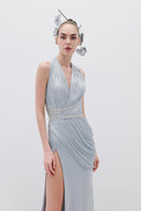 High Slit Draped Dress