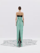 Mint Green Strapless Lace-Trim Gown