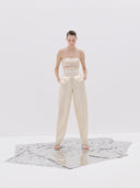 High Waisted Sequin Pants with a Corset Waistband