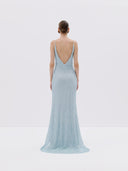 Sequin Gown with a V-neck and Embellished Straps