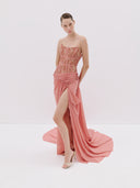 Blush Pink Lace Corset Gown