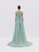 Halter Dress with Zipper Bodice and Flowing Skirt