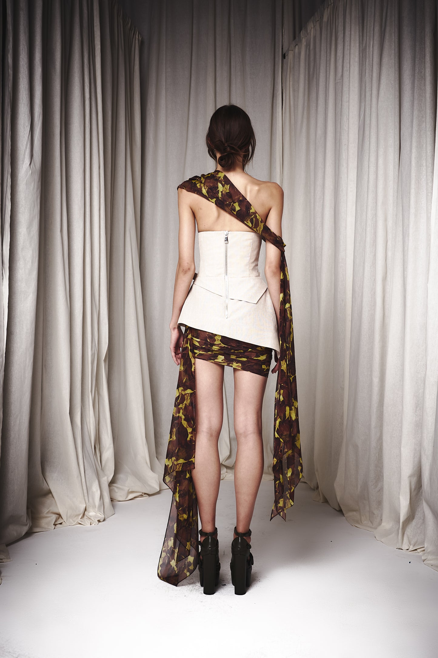 Corseted One Shoulder Dress