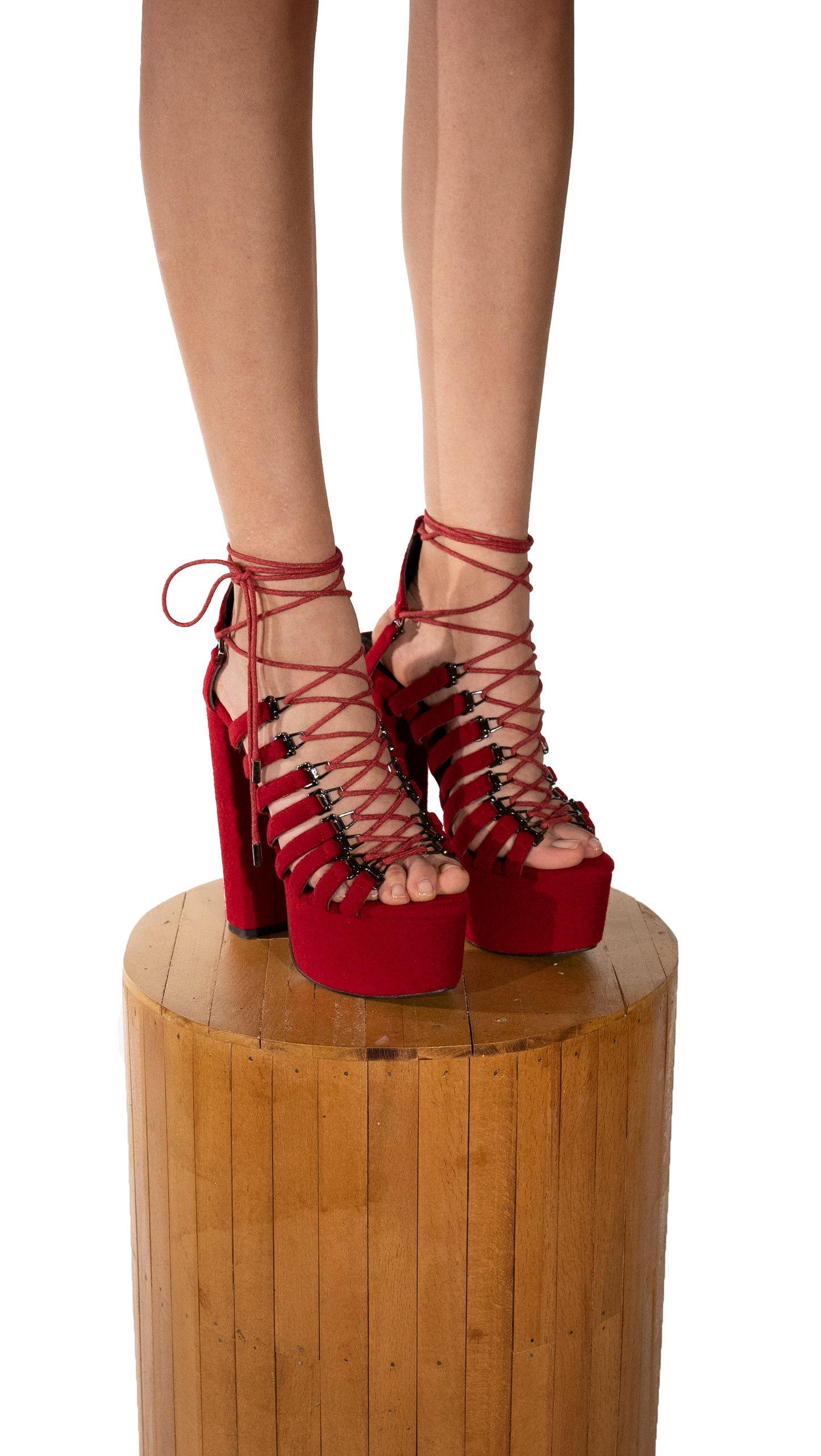 Red Cashmere Platform Pump