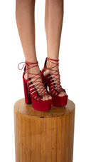 Red Cashmere Platform Pump