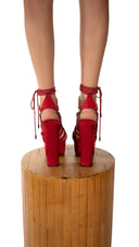 Red Platform Pumps