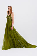 Embroidered V-Neck Maxi Dress