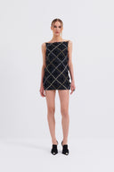 Embellished Organza Mini Dress