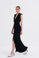 Lapel Neck Maxi Dress