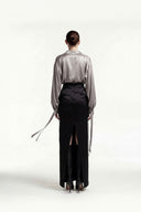 Satin Scarf-Neck Blouse