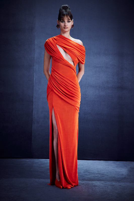 Draped one shoulder dress