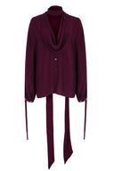 Draped Scarf-Neck Blouse