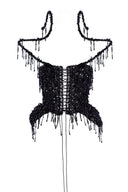Beaded Fringe Tweed Corset