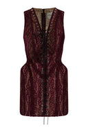 Lace Lace-Up Mini Dress