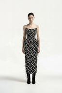 Chain-Embellished Strapless Dress