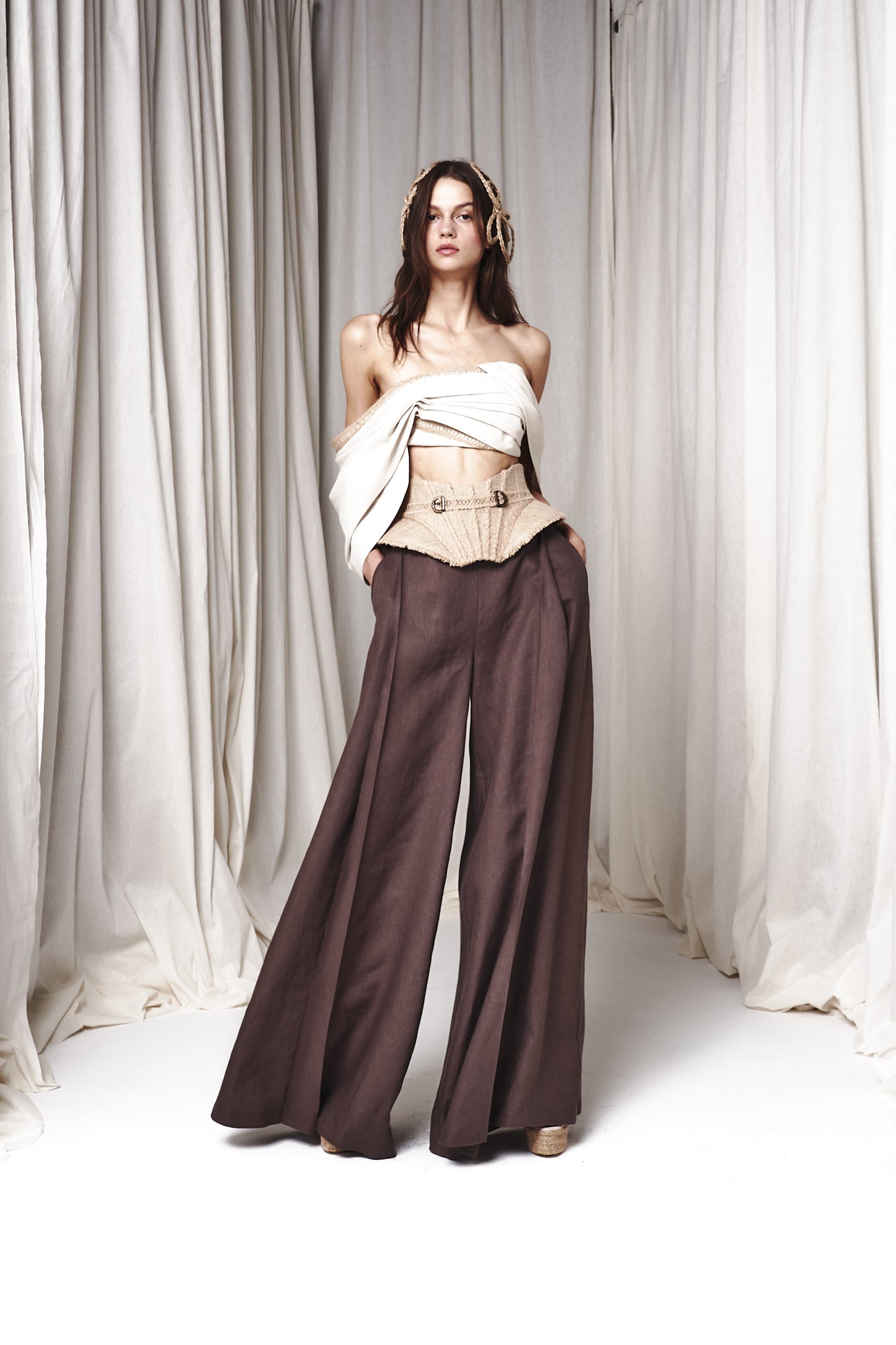 LINEN CORSET PANTS