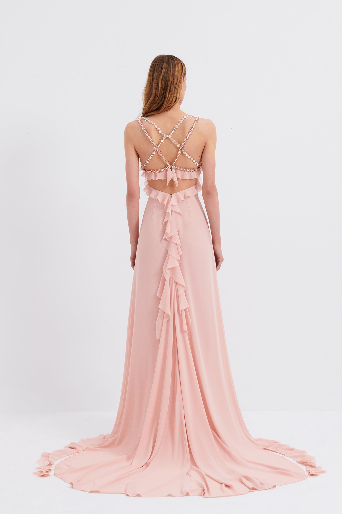 Ruffled V-Neck Maxi Dress