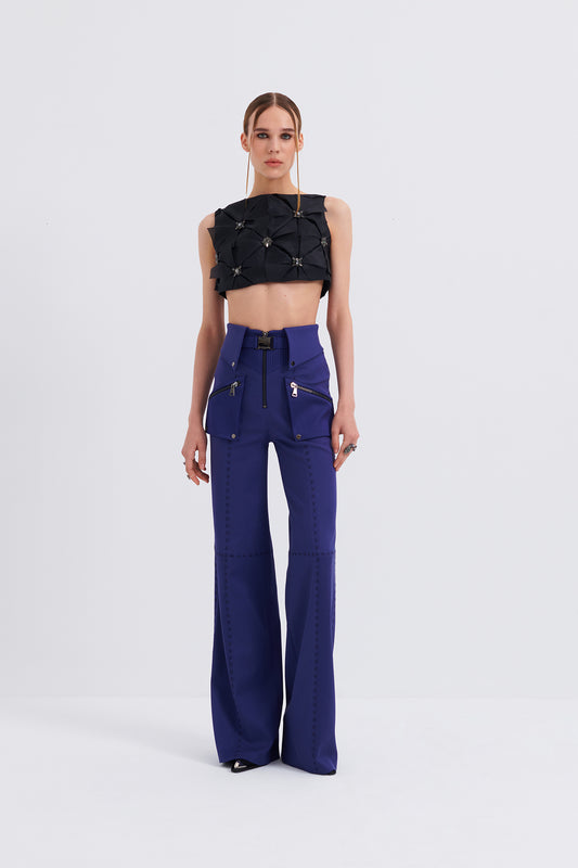 Embellished Organza Crop Top