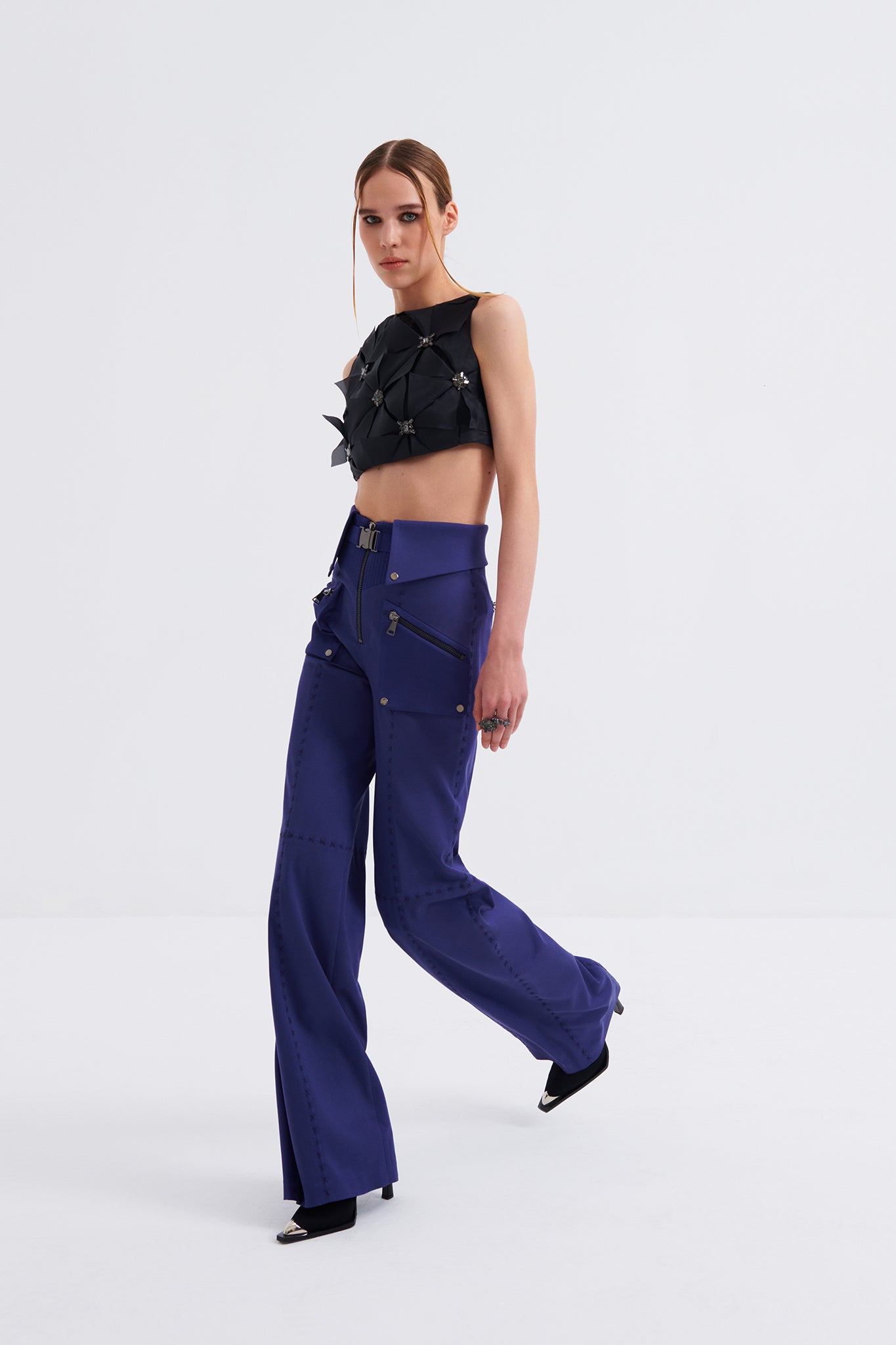 Embellished Organza Crop Top