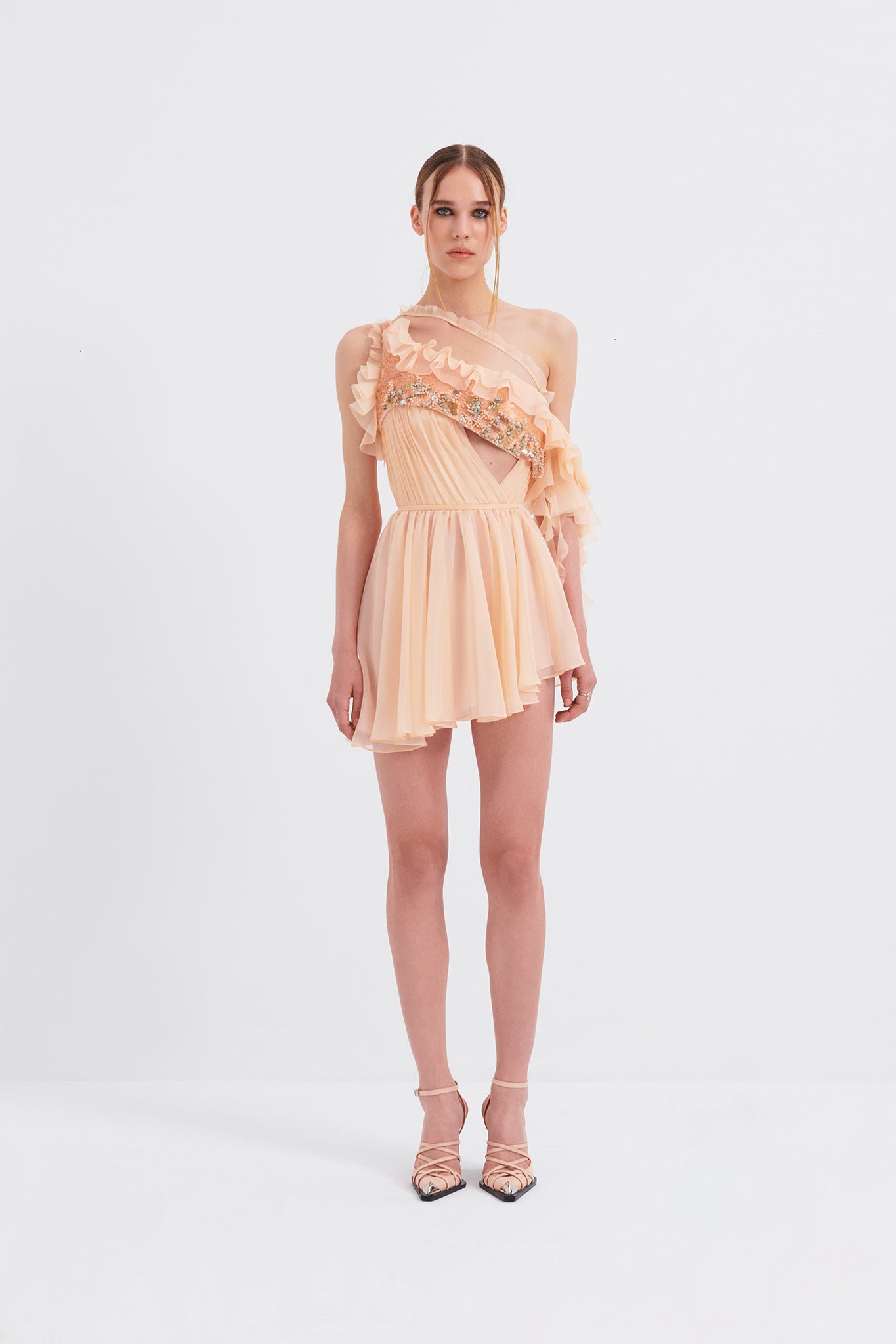 One-Shoulder Draped Mini Dress